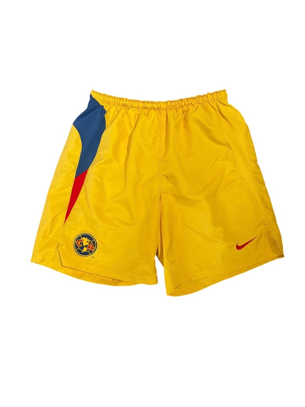 Nike Club América Soccer Shorts Yellow Blue Red Dri-FIT Lined Men’s Medium